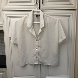 Icone recycled fibres ladies s/s cropped button blouse